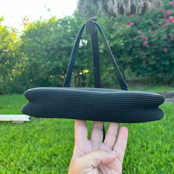 Steve Madden Black Nylon Rhinestone Crystal Baguette Shoulder Bag - Picture 3 of 13